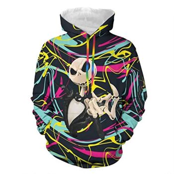 Nightmare Before Christmas Jack Skellington Print Hooded Pullover Hoodie