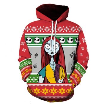 Nightmare Before Christmas Sally Hoodies &#8211; Nightmare Before Christmas Hoodies &#8211; Red Knitting Pattern 3D Ugly Christmas Hoodie