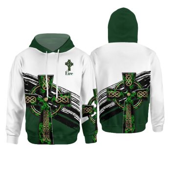  Loose White Green Crosses Pattern Jesus Hoodie