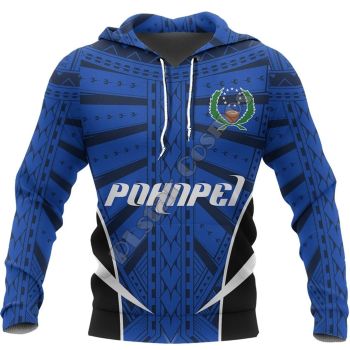 Street Blue Pohnpei Pattern Pohnpei Hoodie