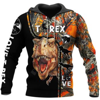 Popular And Vintage Black Orange Dinosaurs Pattern Animals Hoodie