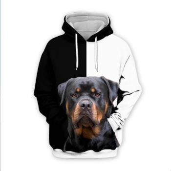  Street Style Black White Dog Pattern Animals Hoodie