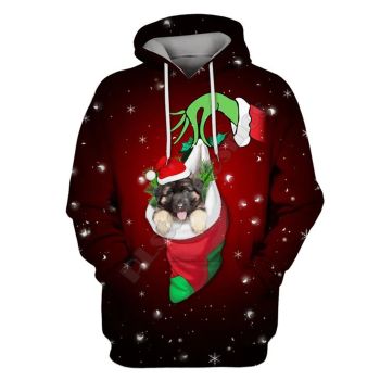 Vintage  Red Dog Pattern Christmas Hoodie