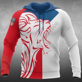 Precious Red White Lion Pattern Tattoos Hoodie