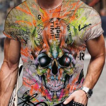 Black Sexy And Slimming Skull Pattern 3D Printed T-Shirto