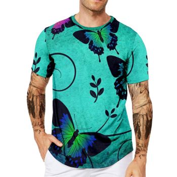 Blue Charming Phantom Orchid Butterfly Pattern 3D Printed T-Shirto