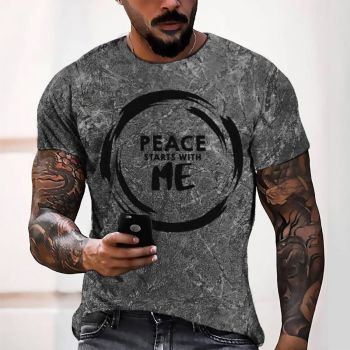 Red Vintage Alphabet Peace Me Pattern 3D Printed T-Shirto