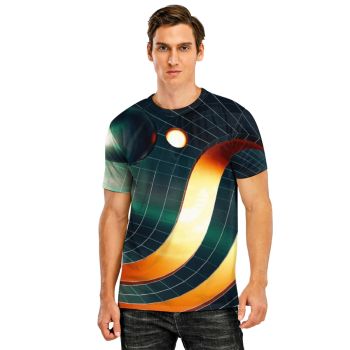 Dark Green Loose Lightning Pattern 3D Printed T-Shirto