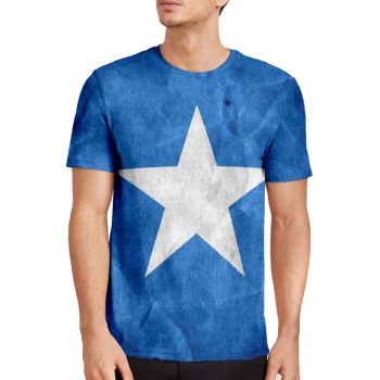 Blue Loose And Fashion Blue Star Pattern 3D Printed T-Shirto