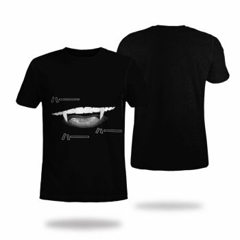 Black Charming Mouth Pattern 3D Printed T-Shirto