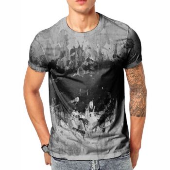 Grey Light Abstract Fluids Pattern 3D Printed T-Shirto