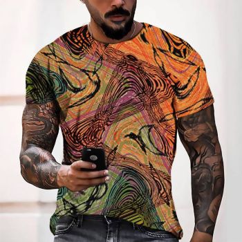 Orange Casual And Soft Twist Pattern Pattern 3D Printed T-Shirto