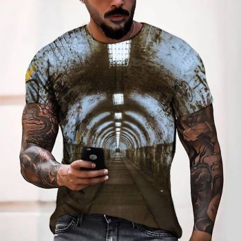 Blue Fashion Street Graffiti Pattern 3D Printed T-Shirto