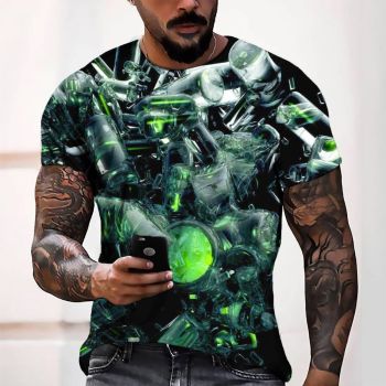 Green Leisurely Chemical Containers Pattern 3D Printed T-Shirto