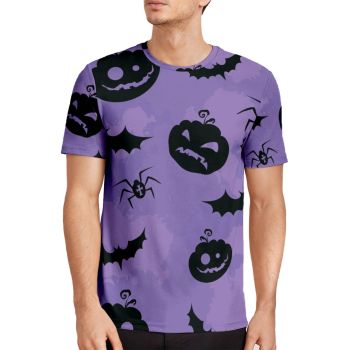 Blue Sexy And Slimming Halloween Skull Pumpkin Pattern 3D Printed T-Shirto