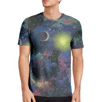 Blue Popular Star Pattern 3D Printed T-Shirto