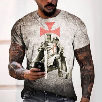 Beige Vintage And Light Chevalier Pattern 3D Printed T-Shirto