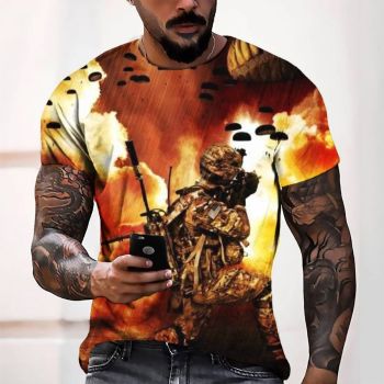 Orange Fashion Game Nitro Pattern 3D Printed T-Shirto