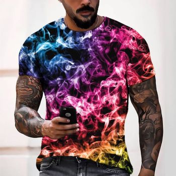 Red Loose Fumes Pattern 3D Printed T-Shirto