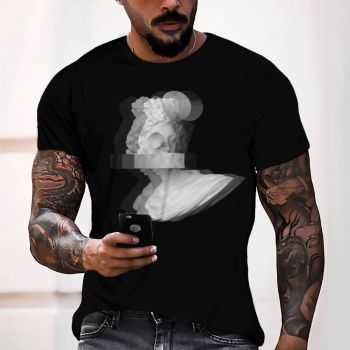 Black Playful And Lovely Replay Sculpture Pattern 3D Printed T-Shirto