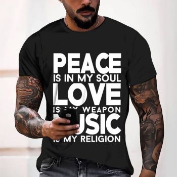 White Sexy And Slimming Alphabet Peace Love Pattern 3D Printed T-Shirto