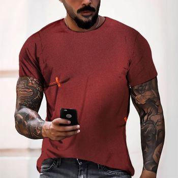 Red Gorgeous And Extraordinary SolidPattern 3D Printed T-Shirto