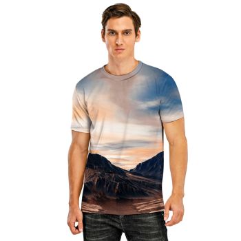 Brown Playful And Lovely Mountain Pattern 3D Printed T-Shirto