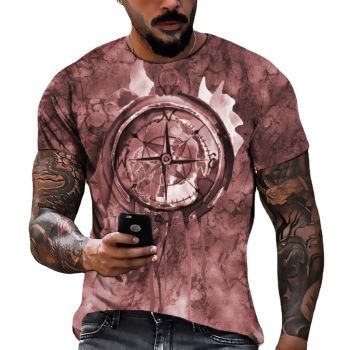 Red Charming Vintage Compass Pattern 3D Printed T-Shirto