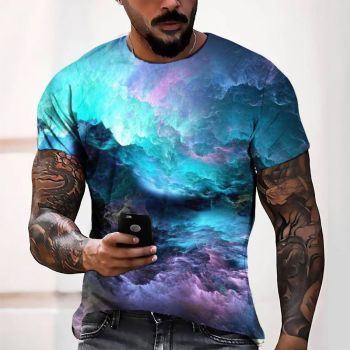 Blue Elegance Abstract Art Pattern 3D Printed T-Shirto