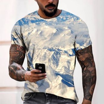 White Pretty Andes Pattern 3D Printed T-Shirto