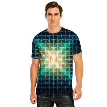 Green Loose Stereoscopic Flash Pattern 3D Printed T-Shirto