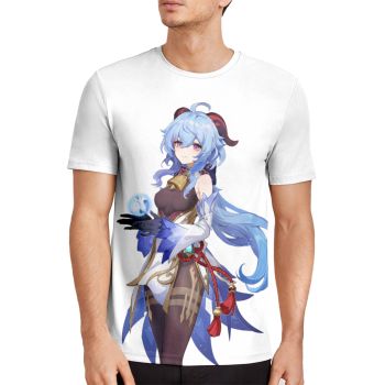 White Leisurely Genshin Impact Gan Yu Pattern 3D Printed T-Shirto