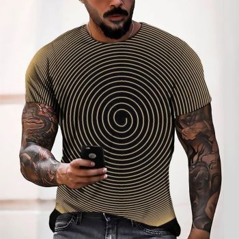 Orange Gorgeous Linear Vortex Pattern 3D Printed T-Shirto