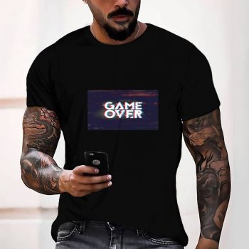 Black Classical And Elegant Game Over Pattern 3D Printed T-Shirto
