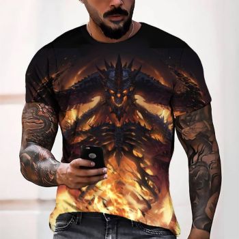 Orange Breathable Monsters Pattern 3D Printed T-Shirto