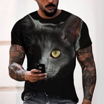 White Street Cat Pattern 3D Printed T-Shirto