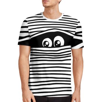 Black Precious Peeping Tom Pattern 3D Printed T-Shirto