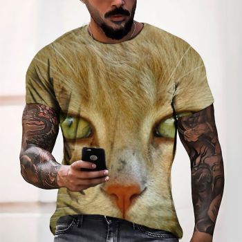 Orange Classical And Elegant Cat Pattern 3D Printed T-Shirto