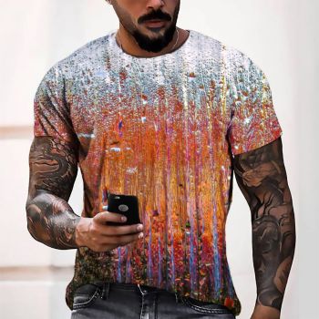 Orange Classical And Elegant Glass Rain Pattern 3D Printed T-Shirto