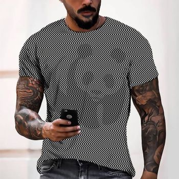 Black Cute Panda Optical Illusion Pattern 3D Printed T-Shirto