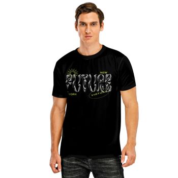 Black Personality Alphabet Virtul Pattern 3D Printed T-Shirto
