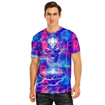 Blue Playful And Lovely Skull Pattern 3D Printed T-Shirto