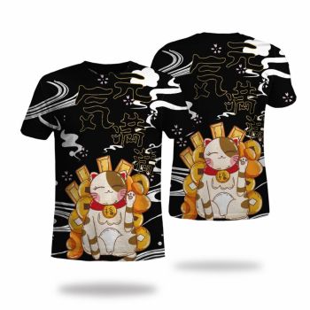 Black Sexy And Slimming Cat Pattern 3D Printed T-Shirto