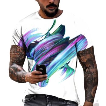 Blue Personality Dazzling Vortex Pattern 3D Printed T-Shirto