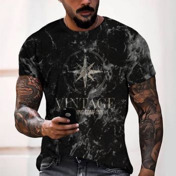 Black Playful And Lovely Vintage Pointer Pattern 3D Printed T-Shirto