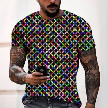 Red Vintage Dense Cross Direction Pattern 3D Printed T-Shirto