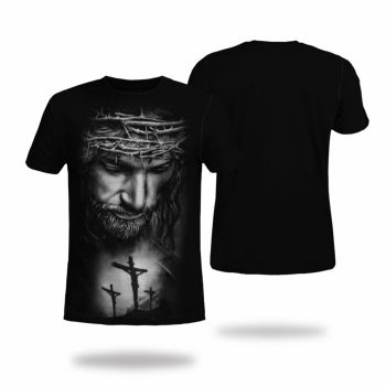 Black Loose Headshot Pattern 3D Printed T-Shirto