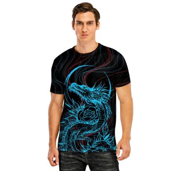 Black Classical And Elegant Dragon Pattern 3D Printed T-Shirto