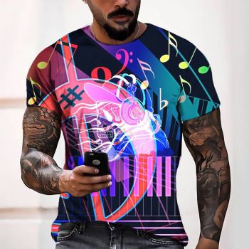 Red Classical And Elegant Music Pattern 3D Printed T-Shirto