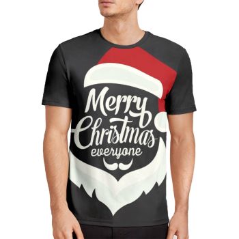 Black Loose Christmas Hat Pattern 3D Printed T-Shirto